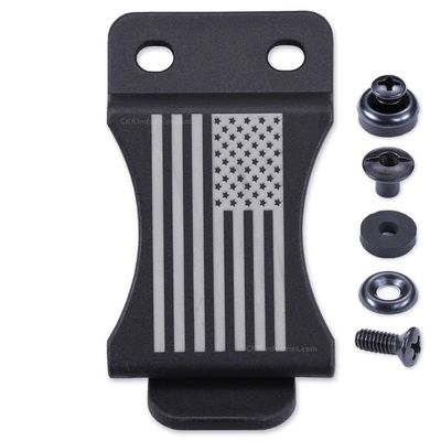HolsterSmith KYDEX Belt Clip for Holsters & Sheaths (FOMI Design - w/USA Flag Engraving) - (Fits 1.50in Belts) - (Inside-The-Waistband/IWB) - (USA Made) - (w/Mounting Hardware) - (1 Pack)
