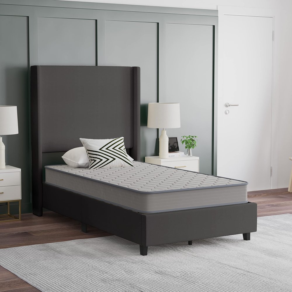 EMMA + OLIVER Astor Twin Premium Mattress in a Box - 6" Hybrid Innerspring Mattress - CertiPUR-US Certified Foam - Medium Firm Support - Knit Fabric Top