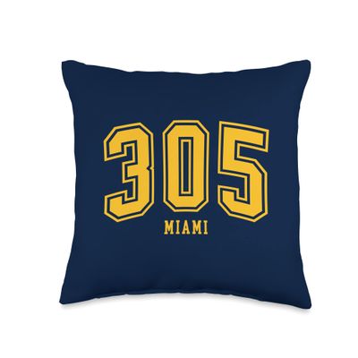 305 Miami FL Arched Athletic Design Throw Pillow