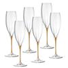 Barski Toasting Flute Glass - Champagne - Flutes - Set of 6 Crystal Glasses - Wedding Toasting Flutes - Gold Stem - 11 oz Made in Europe view 1