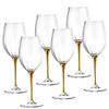 Barski Goblet - White Wine Glass -Crystal Glass - Water Glass - Shiny Gold Stem - Stemmed Glasses - Set of 6 Goblets - 14 oz Made in Europe view 1