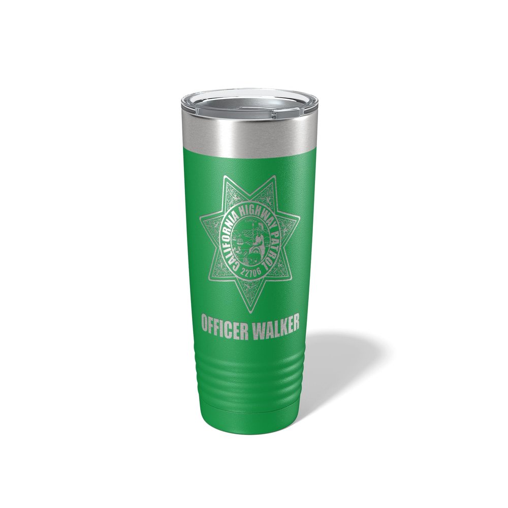 Alterd Industries California Highway Patrol - CHP | Law enforcement | Highway Patrol | Gifts for Officers | Tumbler | Coffee Tumbler | Police Academy | Gift for cops | Badge (20oz Tumbler, Green)