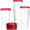 48 oz Clear Twist Top Storage Deli Containers with Leak Proof Lids Red - BPA Free Snack Containers Airtight Reusable Plastic Food Storage Canisters with Twist Seal Caps, Food Storage, Meal Prep, Freezer, Kitchen Organizer, Stackable, Reusable (32) view 1