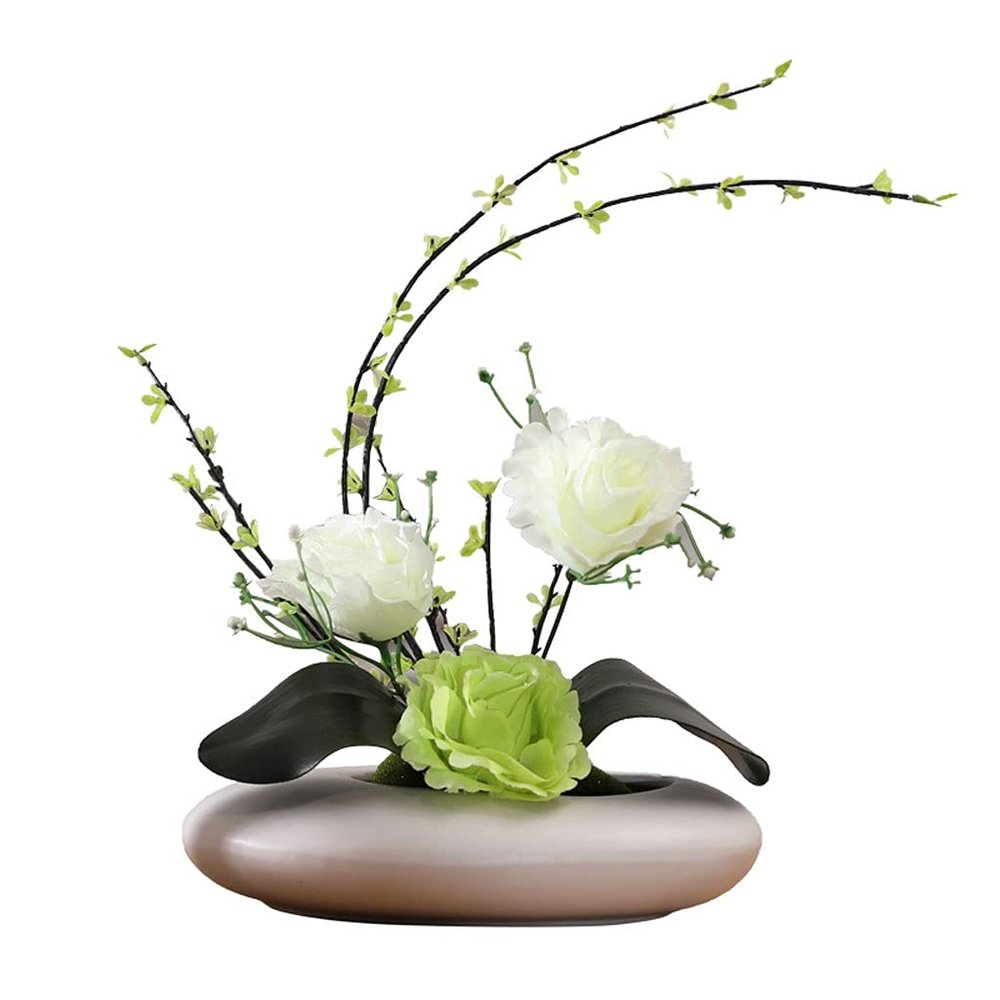 Artificial Flowers Simulation Flower Rose Floral Set Simple Home Living Room Decoration Creative Office Desktop Fake Flower Silk Flower Decoration Small Jewelry Flower Decoration ( Size : White bottle