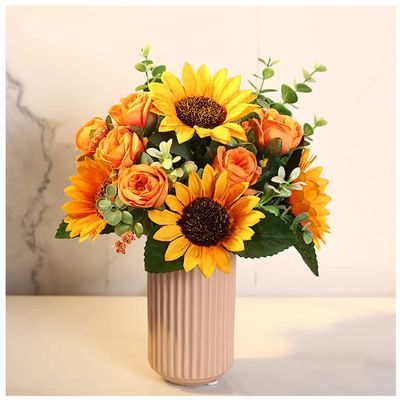 Artificial Flowers Artificial Flowers Creative Flower Arrangements Romantic Weddings Anniversaries Fake Flower Bouquets Bedroom Living Room Hotel Furnishings Flower Decoration ( Color : Orange )