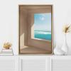 SIGNWIN Framed Canvas Print Wall Art Preppy Room Decor Fantasy Moonlight Sky Ocean Beach Wave Landscape Window View Decorative Scenic Colorful for Living Room, Bedroom, Office - 16"x24" Natural view 2