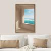 SIGNWIN Framed Canvas Print Wall Art Preppy Room Decor Fantasy Moonlight Sky Ocean Beach Wave Landscape Window View Decorative Scenic Colorful for Living Room, Bedroom, Office - 16"x24" Natural view 3