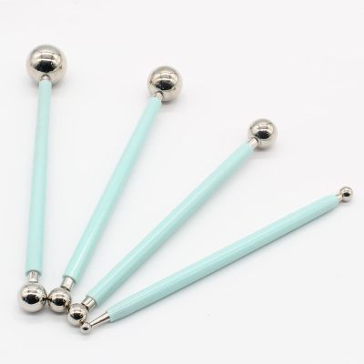 Coufce DIY Cake Decorating Tool, Metal Ball Fondant Tool, Stainless Steel Fondant Cake Pan for Sugar Flower, Ball Model DIY Tool, Green(4Pcs)
