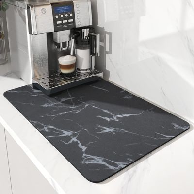 AMOAMI-Coffee Mat Hide Stain Rubber Backed Absorbent Dish Drying Mat for Kitchen Counter-Coffee Bar Accessories Fit Under Maker Machine Pot Espresso Machine Dish Rack 16"x24"