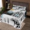 Erosebridal Cabin Bear Deer Quilted King,Hunting Fishing Bass Fish Bedspread Rustic Farmhouse Buffalo Check Plaid Coverlet Set for Teen Boys Adults Men,Wild Animal Quilt Set 2 Pillow Cases Grey Blue view 1