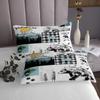 Erosebridal Cabin Bear Deer Quilted King,Hunting Fishing Bass Fish Bedspread Rustic Farmhouse Buffalo Check Plaid Coverlet Set for Teen Boys Adults Men,Wild Animal Quilt Set 2 Pillow Cases Grey Blue view 4