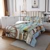 Rustic Farmhouse Cabin Bedding Set Retro Western Wooden Board Wheel Bedspread Twin,Farm Animal Sunflower Coverlet Set For Lodge,Pastoral Country Planks Quilt Set Teal Brown Home Room Decor 2 Pcs view 3