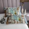 Rustic Farmhouse Cabin Bedding Set Retro Western Wooden Board Wheel Bedspread Twin,Farm Animal Sunflower Coverlet Set For Lodge,Pastoral Country Planks Quilt Set Teal Brown Home Room Decor 2 Pcs view 4