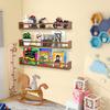 AZSKY Light Walnut Nursery Book Shelves 36 in Floating Wall Mounted Bookshelf Kids Room Hanging Shelves Books Storage Organizer a Set of 3 view 2