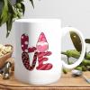 Valentine's Day Gnome with Heart Funny Coffee Mugs Pink Leopard Dots Stripes Love Ceramic Cup Celebration of Love Valentine Funny Mugs for Men Women 15oz view 3