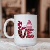 Valentine's Day Gnome with Heart Funny Coffee Mugs Pink Leopard Dots Stripes Love Ceramic Cup Celebration of Love Valentine Funny Mugs for Men Women 15oz view 4