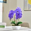 YSZL Large Artificial Potted Orchid Plant, Silk Flower Arrangement with Ceramics Vase, Purple view 4