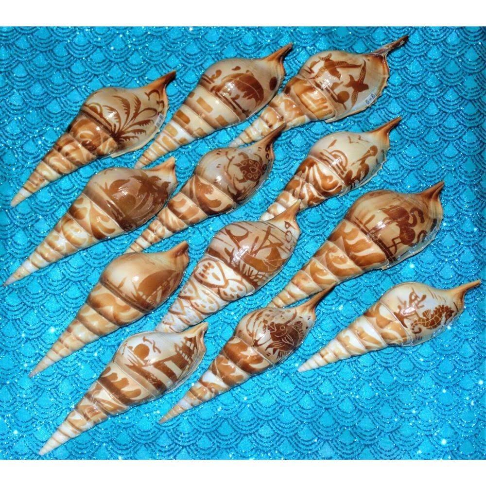 One (1) 4 to 5" Tibia Curta Carved with Tropical Scene