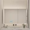 SPXMQSS LED Mirror Cabinet, LED Bathroom Cabinet Smart Anti Fog Stepless Dimming with Shelves Bathroom Mirror Cabinet Wall Mounted Storage Units with USB Socket 70 * 90 * 13CM view 1