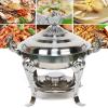 Chafing Dish Stainless Steel Round Durable Buffet Warmer Tray with Lid and Chafing Fuel Holder for Kitchen Party Dining Buffet view 4