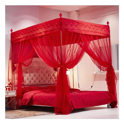Bed Canopy The Bed Canopy of The Wedding Bedroom, Three Door Curtain with Support, Easy to Install (Color : A1, Size : 200x220x200cm)