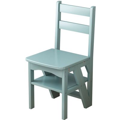 Wooden Folding Library Ladder Chair,2 In 1 Lightweight Portable Multifunctional Step Stool, 4-Step Stool Dual Purpose Stepladders, Display Stand And Flower Stand For Home ( Color : Blue , Size : 37x37