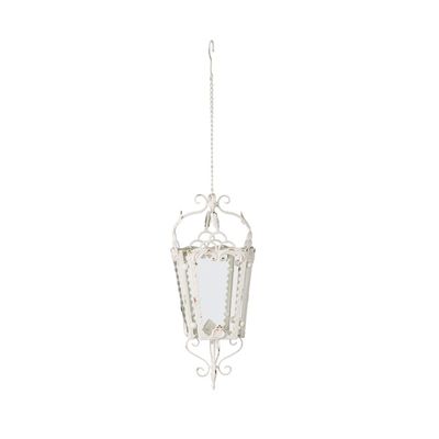 BOOMLATU Distressed White Decorative Candle Lanterns,Metal Hanging Pendant Light Candle Lantern Lamp for Indoor Outdoor