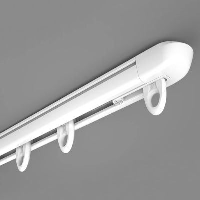 Silent Curtain Track, Balcony Ceiling Curtain Rod, Top Mounted/Side Mounted Two Types of Installation, Outdoor Curtain Rail, White, 1m-5m (Color : White-A, Size : 4m)