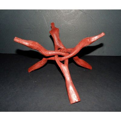 10" Carved Wood Display Stand Sea Shell Beach Decor Coral Wooden Nautical