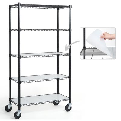 CAPHAUS NSF Commercial Grade Heavy Duty Wire Shelving w/Wheels, Leveling Feet & Liners, Metal Shelf, Garage & Utility Storage, 5-Tier 30x14x64