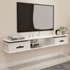 NERDOH 150Cm/59In Tv Cabinet Wall Mountable Walnut Tv Shelf Stand Living Room Modern Floating Entertainment Unit Component with 2 Storages Wooden Tv Console/White/59In view 1