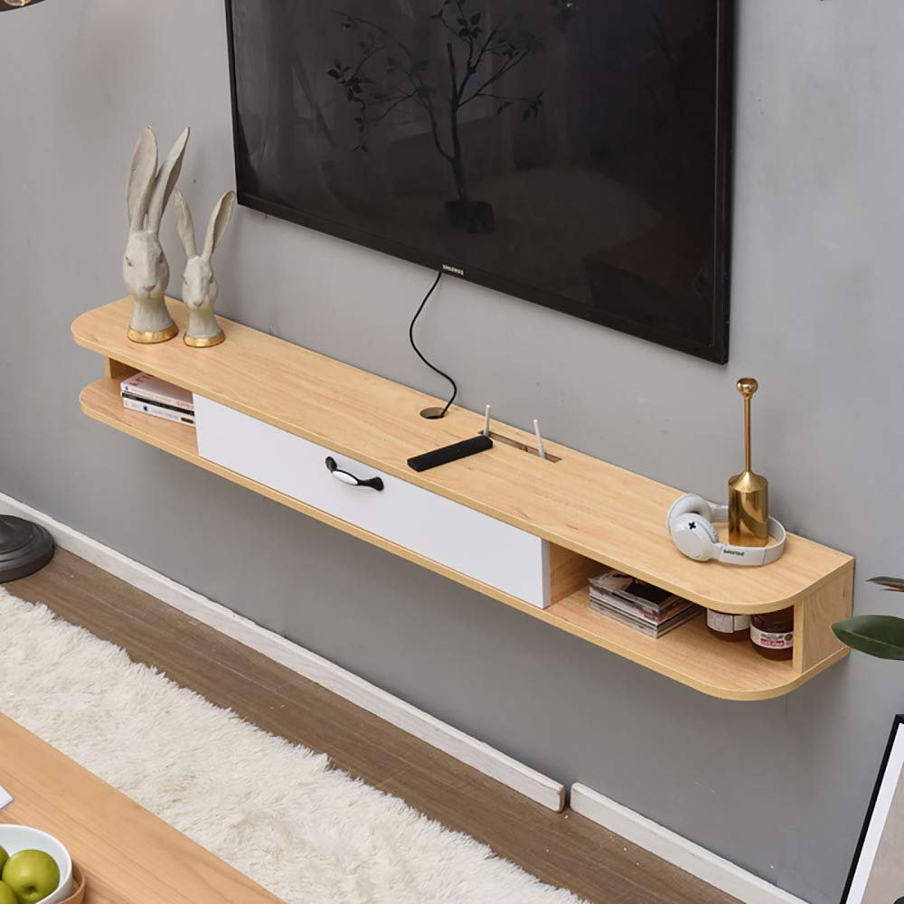 NERDOH Wall Hanging Tv Cabinet,Solid Wood Ecological Board Floating Entertainment Unit, Environmentally Friendly Wall-Mounted Tv Shelf for Living Room Bedroom/A / 120Cm/C/120Cm
