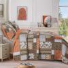BEDIFANY Cotton Quilts King Size for Farmhouse- Fall Patchwork Bedspread Set - Highly-Woven Soft Reversible King Size Bed Spread for All Seasons (Floral Orange) 3 Pieces view 3