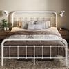 Allewie Full Size Metal Platform Bed Frame with Victorian Style Wrought Iron-Art Headboard/Footboard, No Box Spring Required, White view 1
