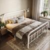 Allewie Full Size Metal Platform Bed Frame with Victorian Style Wrought Iron-Art Headboard/Footboard, No Box Spring Required, White view 3