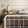 Allewie Queen Size Metal Platform Bed Frame with Victorian Style Wrought Iron-Art Headboard/Footboard, No Box Spring Required, White view 1
