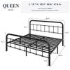 Allewie Queen Size Metal Platform Bed Frame with Victorian Style Wrought Iron-Art Headboard/Footboard, No Box Spring Required, Black view 2