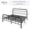 Allewie Full Size Metal Platform Bed Frame with Victorian Style Wrought Iron-Art Headboard/Footboard, No Box Spring Required, Black view 2