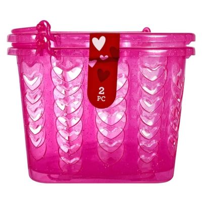 Love TLC Gift Basket with Handle 2pack Pink for Valentines Day Or Just Because Heart 5.5"x5"