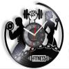 Black Vinyl Wall Clock 12Inch Handmade Sports Gym Wall Art Bodybuilding Room Decor Dumbbell Wall Clock view 1