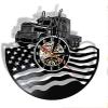 Music Vinyl Wall Clock 12Inch Retro Black Hanging Wall Clock Tractor American Flag Vinyl Record Wall Clock 3D Watches Farmhouse Wall Art Decor view 1