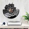 Music Vinyl Wall Clock 12Inch Retro Black Hanging Wall Clock Tractor American Flag Vinyl Record Wall Clock 3D Watches Farmhouse Wall Art Decor view 3