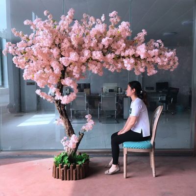 Artificial Cherry Blossom Trees Handmade Light Pink Faketree Indoor Outdoor Home Office Wedding Party Lighted Tree, Pink 22m