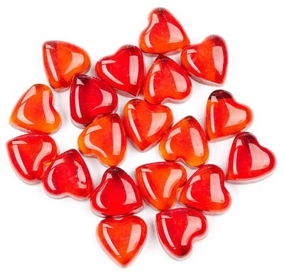 Factory Direct Craft Pack of 30 Red Glass Heart Gems Ruby Red Love Stones for Valentine's Day Decorations and Romantic Wedding Favors (1" x 1")