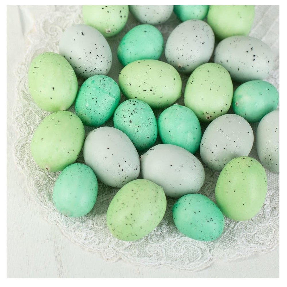 Group of 48 Cream, Green and Teal Artificial Speckled Easter Eggs by Factory Direct Craft for Easter Decorating and Spring Displays