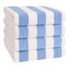 American Soft Linen Cabana Striped Beach Towels, 30x60 inch 4 Piece Oversize Pool Towels, Quick Drying Sand Free Swim Towels, Sky Blue view 1