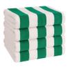 American Soft Linen Cabana Striped Beach Towels, 30x60 inch 4 Piece Oversize Pool Towels, Quick Drying Sand Free Swim Towels, Moss Green view 1