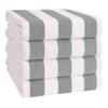 American Soft Linen Cabana Striped Beach Towels, 30x60 inch 4 Piece Oversize Pool Towels, Quick Drying Sand Free Swim Towels, Rockridge Grey view 1
