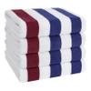 American Soft Linen Cabana Striped Beach Towels, 30x60 inch 4 Piece Oversize Pool Towels, Quick Drying Sand Free Swim Towels, Navy-Bordeaux view 1