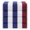 American Soft Linen Cabana Striped Beach Towels, 30x60 inch 4 Piece Oversize Pool Towels, Quick Drying Sand Free Swim Towels, Navy-Bordeaux view 2